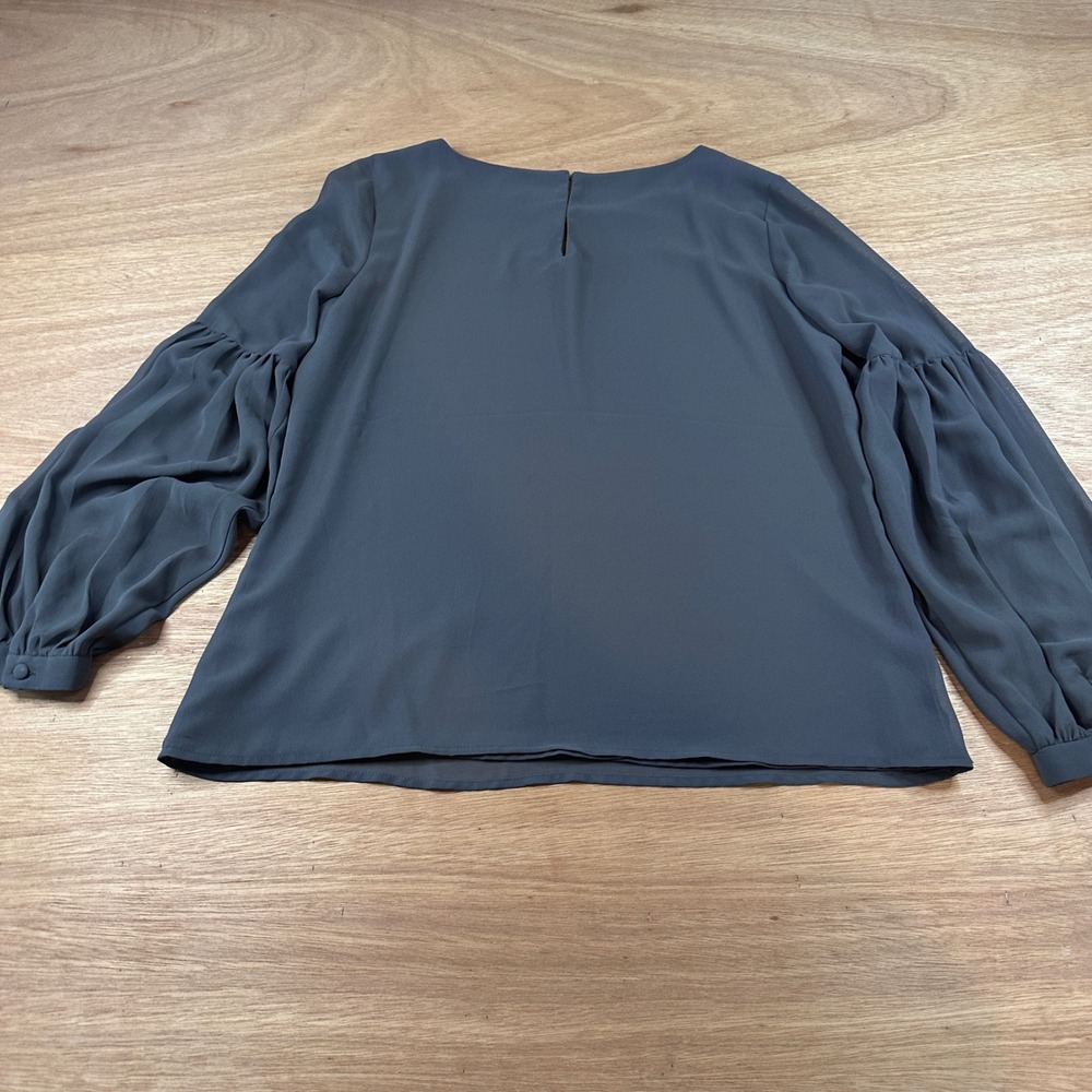 Express Gray Balloon Sleeve Keyhole Blouse Womens Medium Career Top